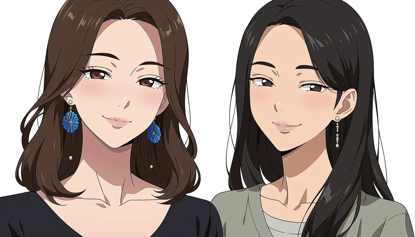 Original adult editorial illustration for 3D Anime Lesbian