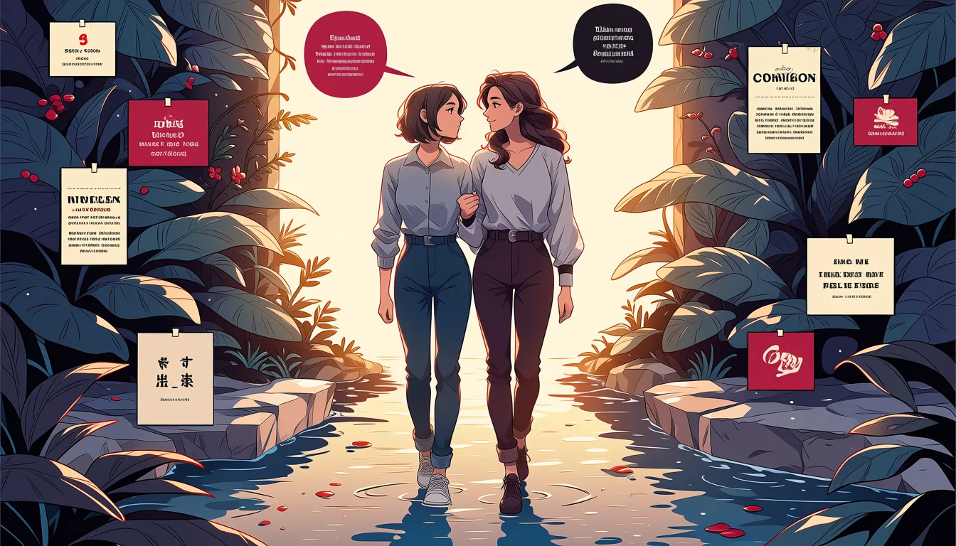 Original text-free editorial illustration for 3D Lesbian Porn Comics