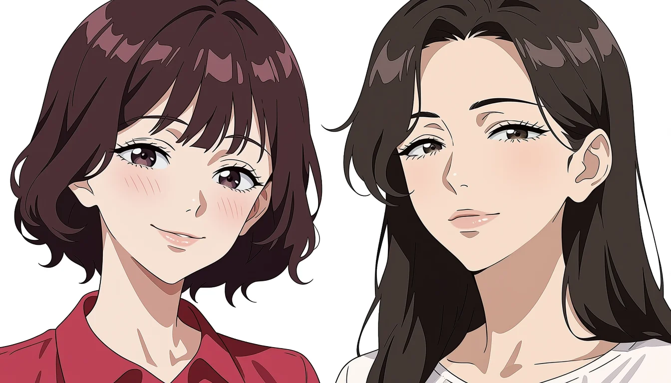 Original adult editorial illustration for Anime Girl Yuri Sex