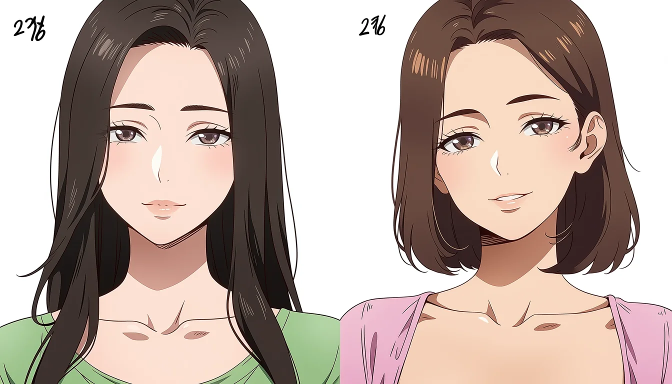 Original adult editorial illustration for Anime Lesbian Big Boobs