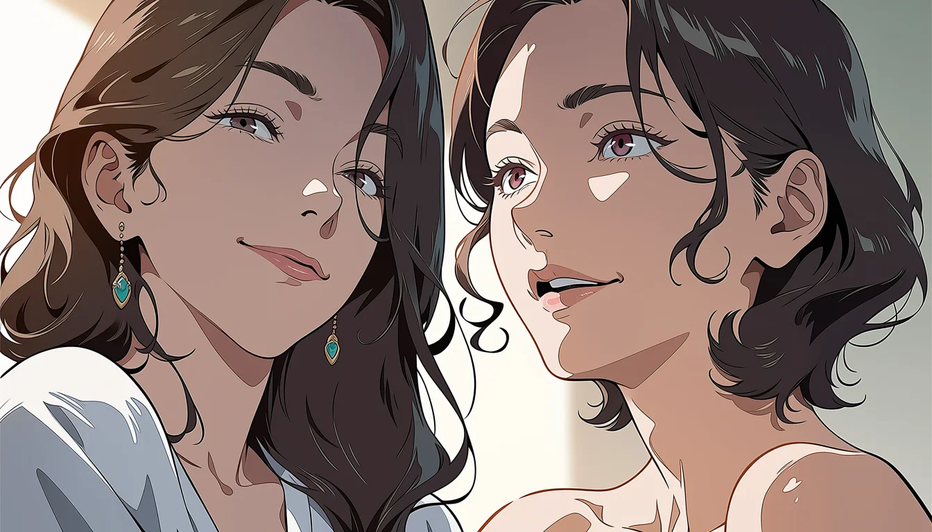 Original adult editorial illustration for Anime Lesbian Naked