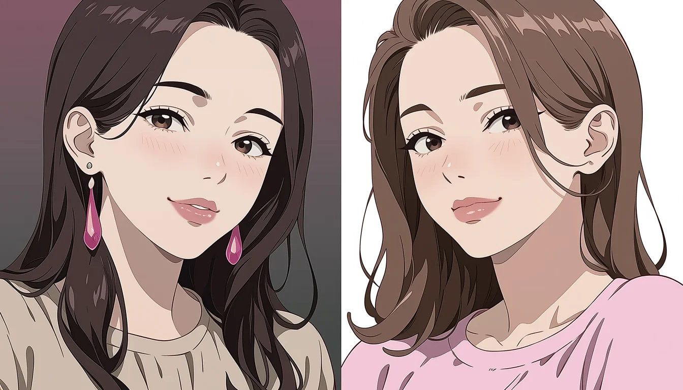 Original adult editorial illustration for Anime Lesbian Sex Comic
