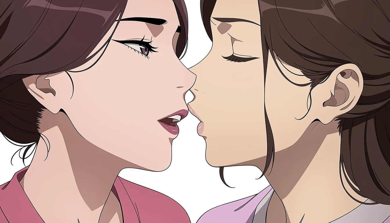 Original adult editorial illustration for Anime Lesbians Making Out