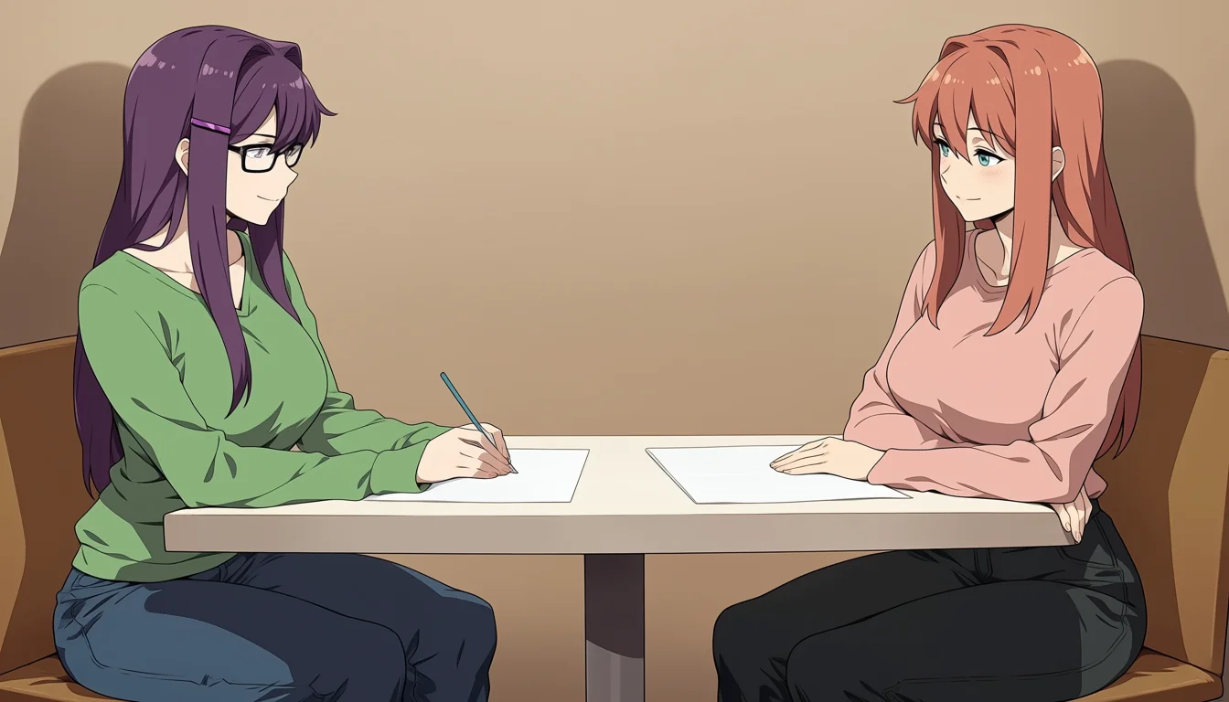 Editorial art for Doki Doki Literature Club Yuri Hentai: choose original adult characters