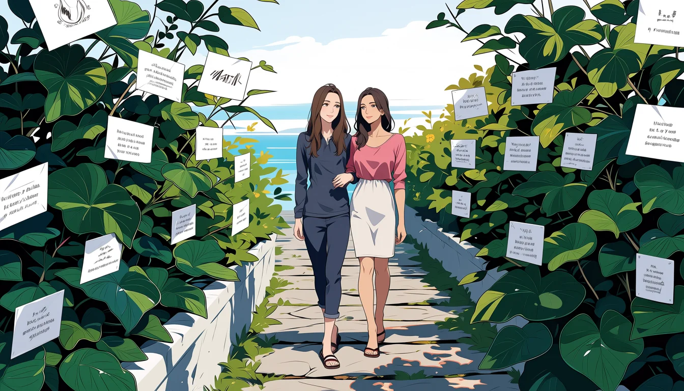 Original text-free editorial illustration for A craft guide to Hentai Lesbian Threesome