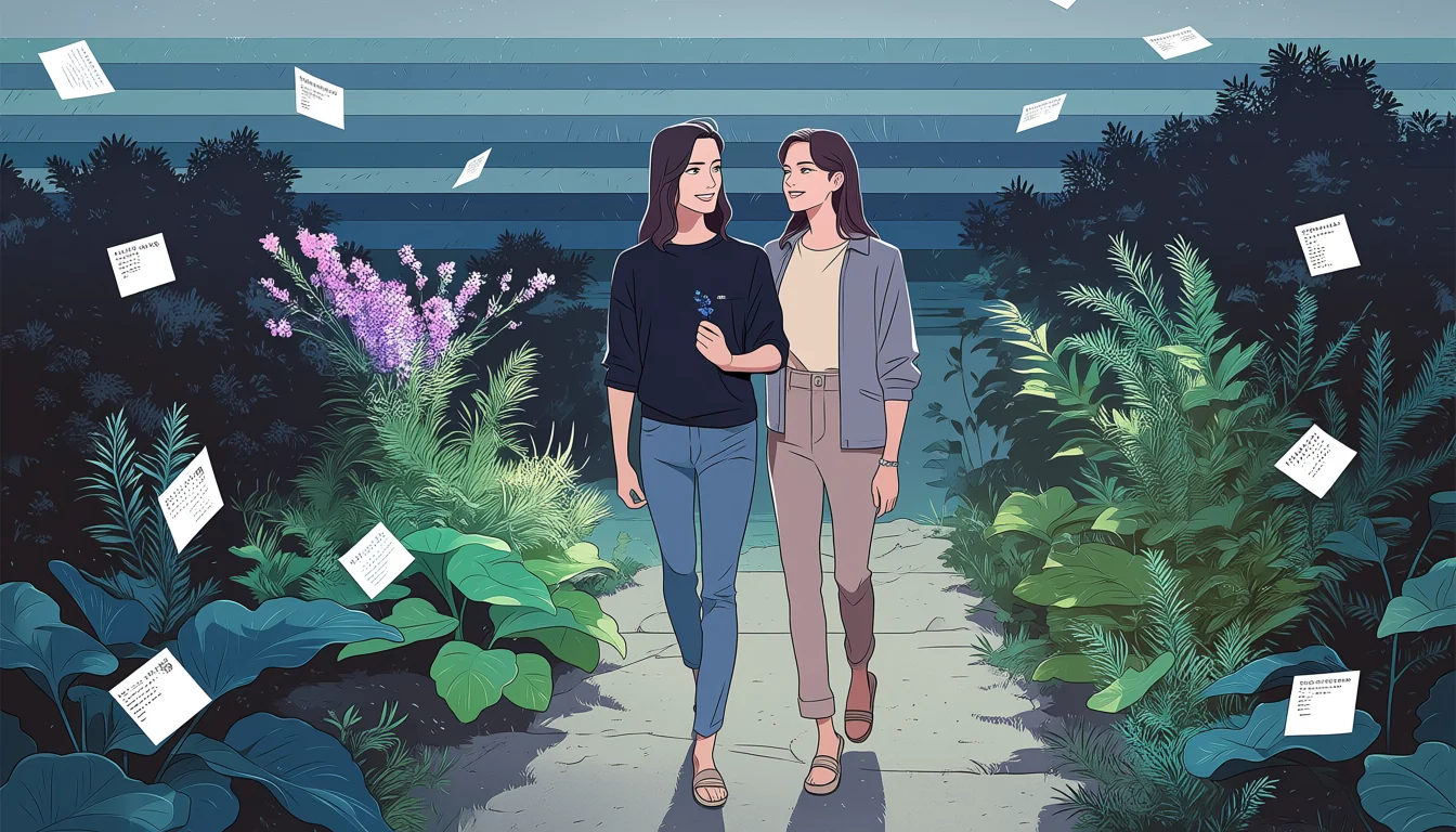 Original text-free editorial illustration for How to read Lesbian Anime Nude as visual craft