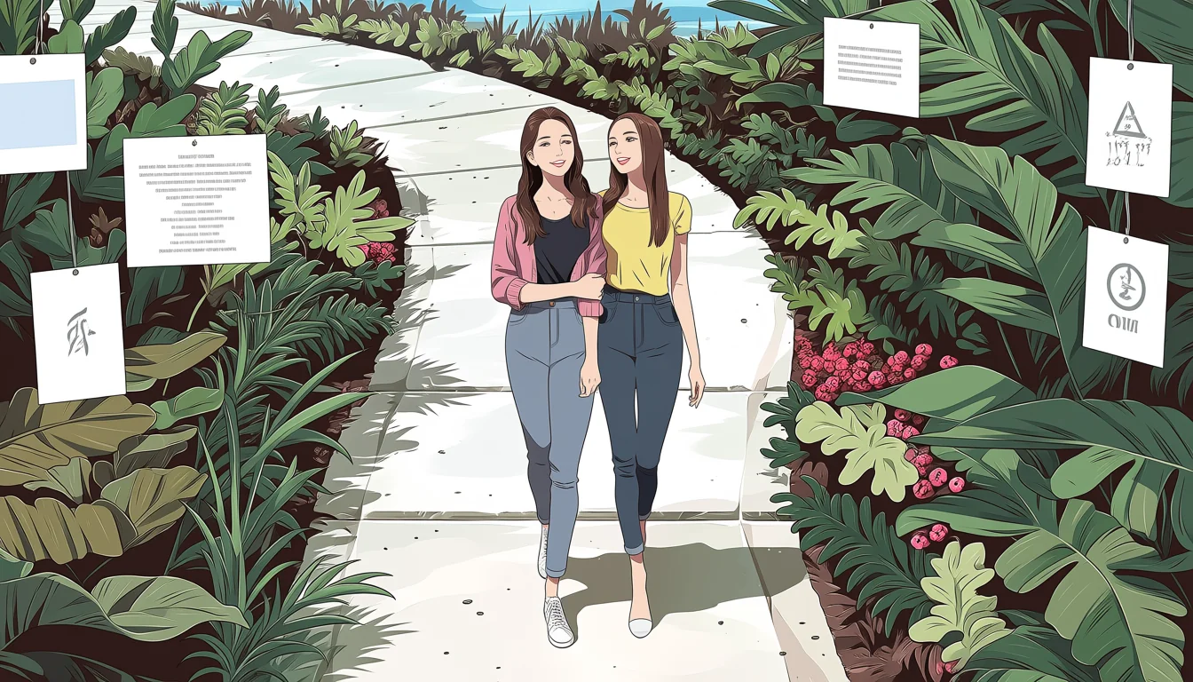 Original text-free editorial illustration for A craft guide to Lesbian Fisting Hentai