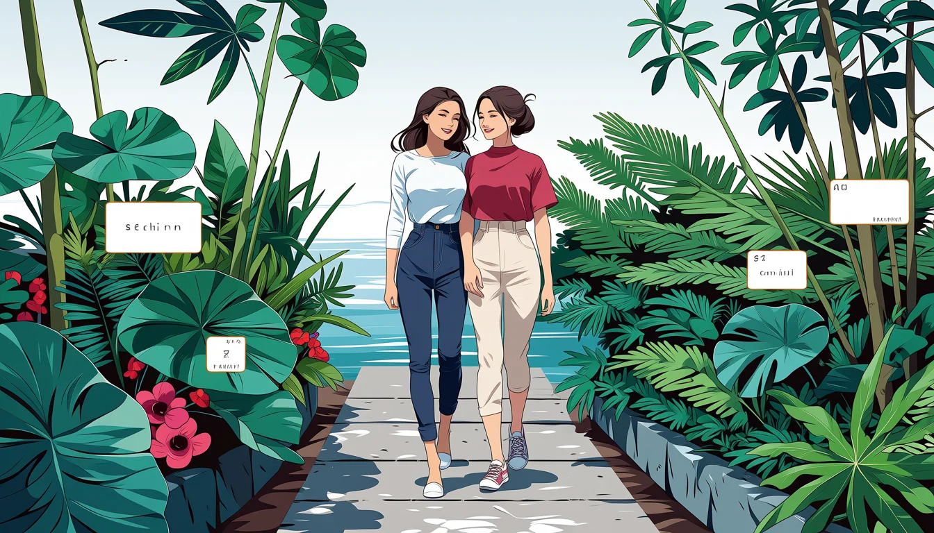 Original text-free editorial illustration for A craft guide to Lesbian Hentaii