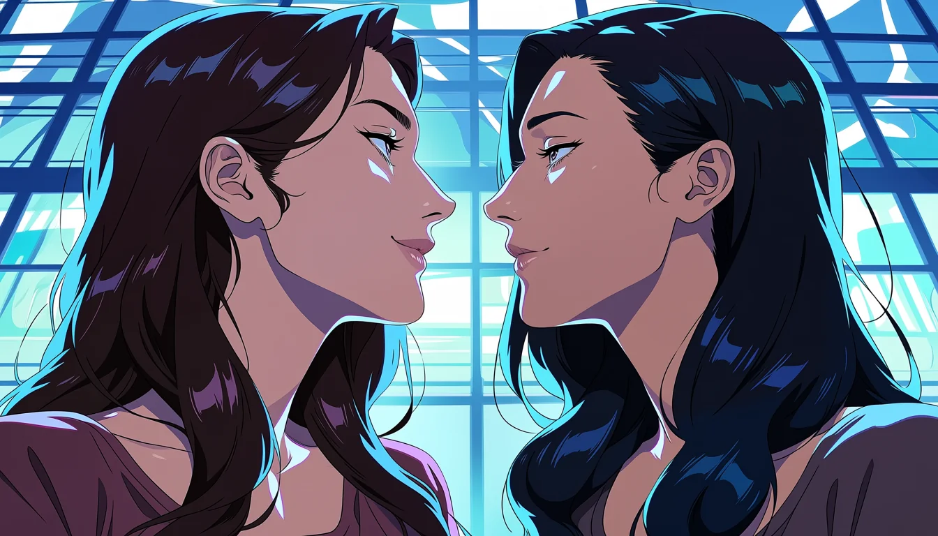Two mature women collaborating in a luminous art studio