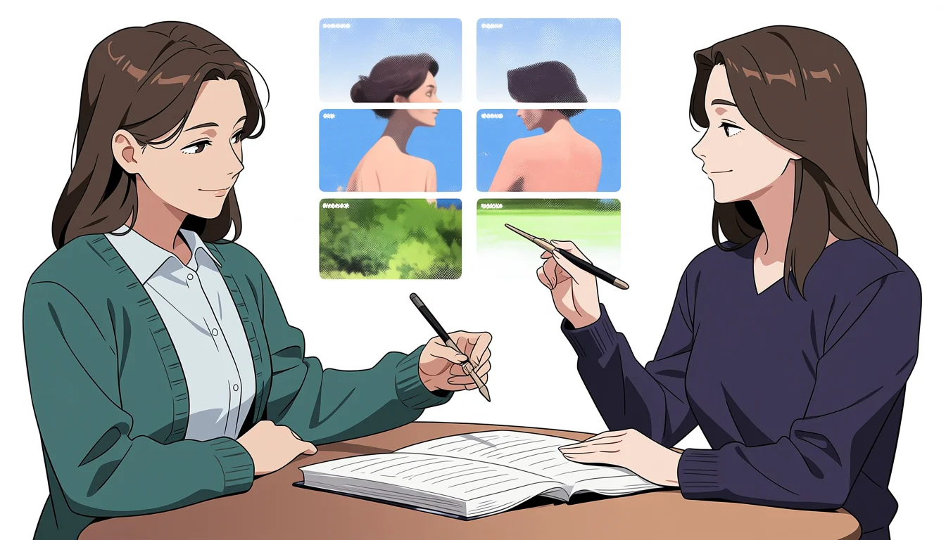 Editorial art for A craft guide to Yuri Manga Bdsm